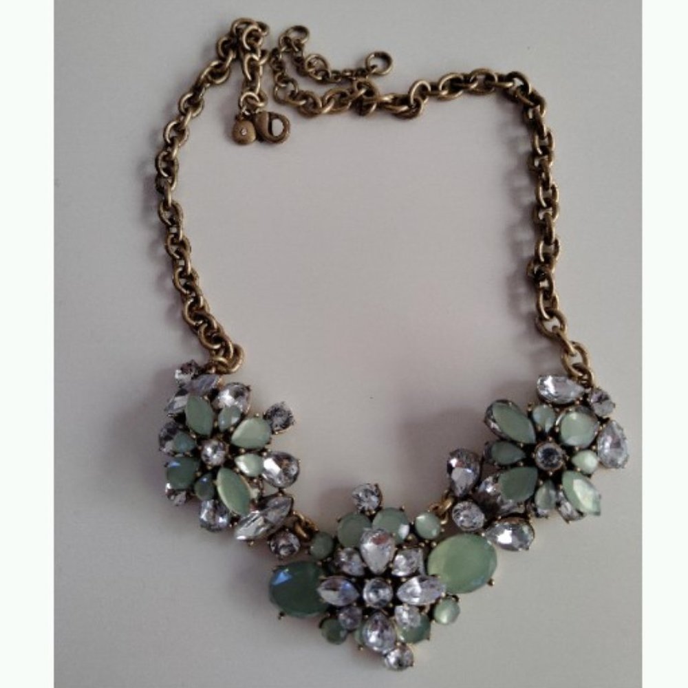 J.Crew Light Green Gemstone w/ Crystal Necklace
